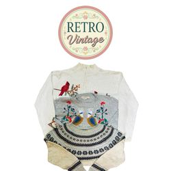 Vintage Embroidered Bird & Floral Knitwear