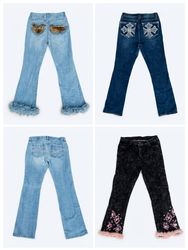 Y2K Vintage Denim Jeans Bundle Lot | Faux Fur Trim..