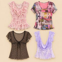 Y2k Mixed Print Tops