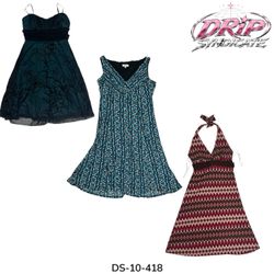 婦人用柄入りおよび無地のマキシドレス (DS-10-418)