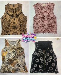 Y2K Vintage Printed Mesh & Boho Top Bundle