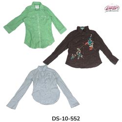 Chemises boutonnées rayées et unies pour femmes (D..
