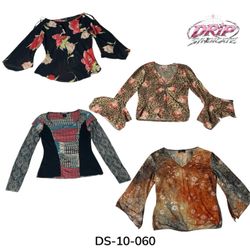 Y2K Long Sleeve Poly Blouse With Retro Vibes (DS-1..
