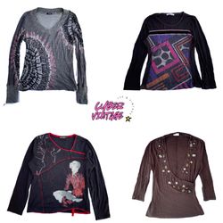 Vintage Y2K Mixed Long Sleeve Tops | Retro Graphic..