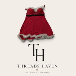 Vintage Red Santa-Inspired Mini Dress | Y2K Holida..