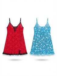 (FV-2038) Y2K Lace Cami Tops & Babydoll Lingerie B..