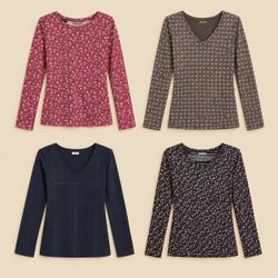 Vintage Floral & Patterned Long-Sleeve Tops Bundle