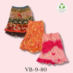 Y2K Colourful Printed Poly Skirt Wholesale Lot Vin..
