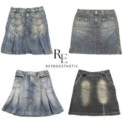 Y2K Unique Denim Midi Skirts RE-3601