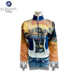 Upcycled Tapestry & Denim Ladies Crop Jackets - EV..