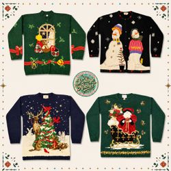 Vintage Heavy Knit Novelty Xmas Jumpers: 10pcs (CM..