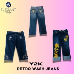 Y2K Retro Wash Denim Jeans - EV1397