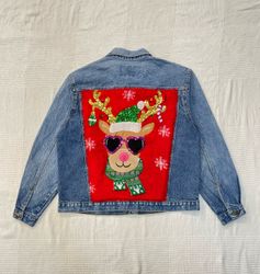 Upcycle Denim Jacket With Christmas Patch (Dv-9-93..