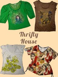 Y2K Artsy Print Tops Collection(TH/714)