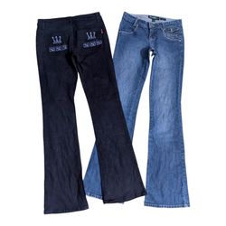Jeans Flare Vintage Y2K – Calças Bootcut de Cintur..