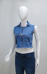 CR2248 UPCYCLED LEVI’S BUCKLE CUT-OUT DENIM VEST