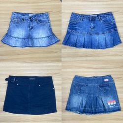Collection de jupes en denim vintage Y2K – 12 pièc..