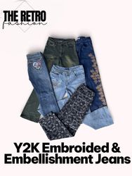 Yw-142/Y2K embroidered and embellished jeans