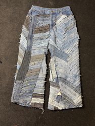 Upcycled Denim Patchwork Detailing Jeans