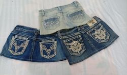 CR12191 Gonne Mini in Denim Upcycled Y2K