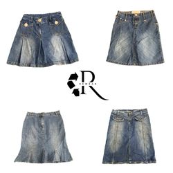 Y2K Era Cyber Girl Denim Midi Skirt RW-2258