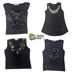 Women Black Embellished Blouses and Tops