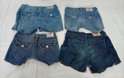 CR10846 Upcycled True Religion Mini Denim Shorts