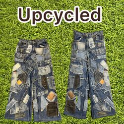 Upcycled Denim Patchwork Baggy Style Jeans