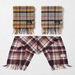 Athletic Barbour Plaid Fringed Scarves