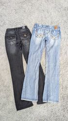 ***Y2K Embroidered Jeans – Retro Flare Denim Style..