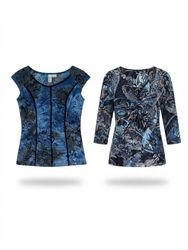 (FV-2389)     Y2K Vintage Print Tops – Abstract & ..