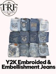 #184 Y2K embroidered and embellished jeans