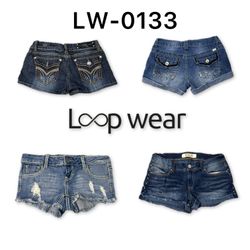 Y2K Embroidered & Studded Denim Booty Shorts