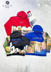 Upcycled Reebok & Mix Branded Tapestry Hoodies - E..