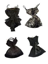 Y2K Black Lace Trim Cami Tops-ST-225