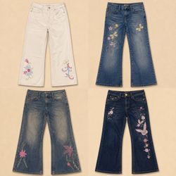 Y2K Up cycled Embroidered Denim Jeans