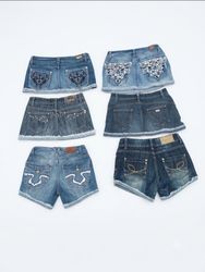 Y2K & McBling Embellished Denim Skirts & Shorts Bu..