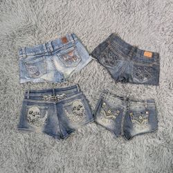 ***Y2K Mixed Rise Denim Hot Shorts