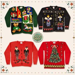 Vintage Heavy Knit Novelty Xmas Jumpers:10pcs (CM5..