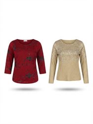 (FV-2467) Y2K Gothic Beads & Sequins detail knitwe..