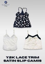 Y2K Lace Trim Satin Slip Camisole - EV2343
