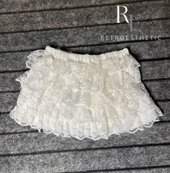 Upcycled Lace Ruffle Micro Mini Skirt