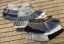 Upcycled Y2K Multi Layered Pleated Mini Skirt