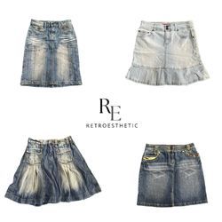 Y2K Era Cyber Girls Denim Mini Skirts