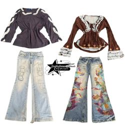 Y2K Printed, Full Sleeve, & Jeans, Bundle, B2F-076