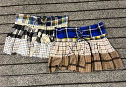 Upcycled Y2k Flannel Ruffle Mini Skirt