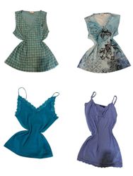 Y2K Blue Geisha Graphic Print Cami Tops-ST-230