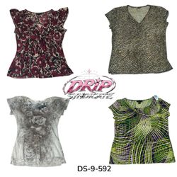 Vintage Inspired Y2K Short Sleeve Poly Blouse (DS-..