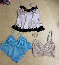 Th389 Y2K Vintage Cami Slip Top – Lace Trim Satin ..