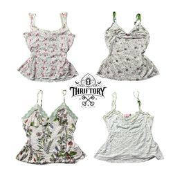 Y2K Fairy Cure Vibe Printed Lace Trim Camisoles TY..